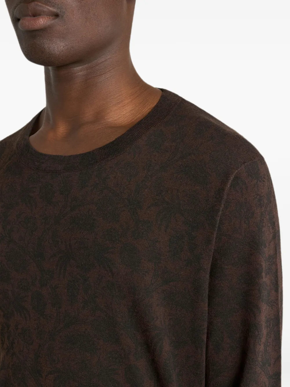 ETRO Wollen en zijden trui met bloemig Paisley-patroon Bruin