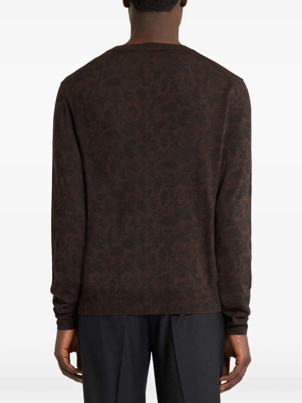 ETRO Wollen en zijden trui met bloemig Paisley-patroon Bruin