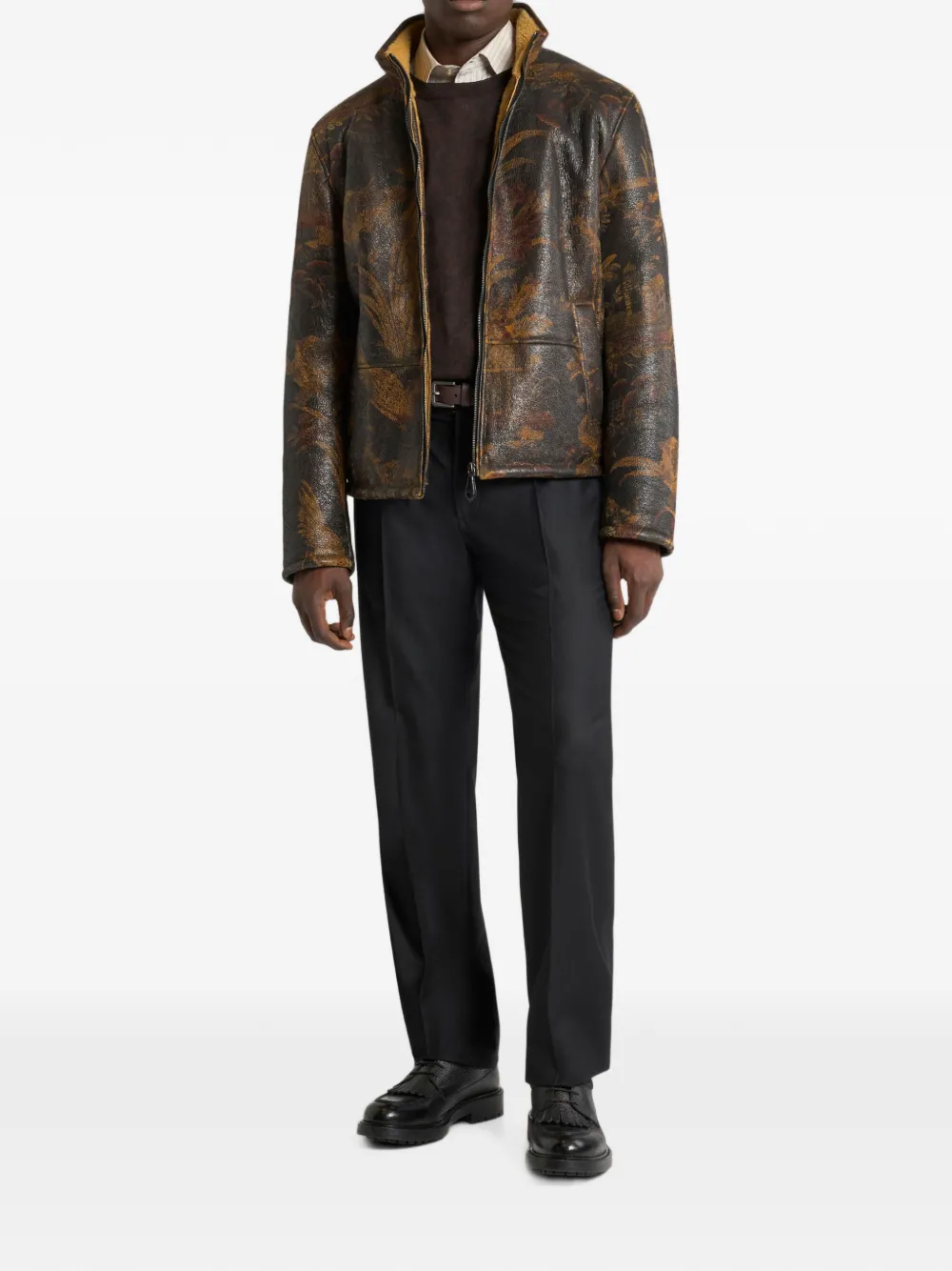 ETRO Wollen en zijden trui met bloemig Paisley-patroon Bruin