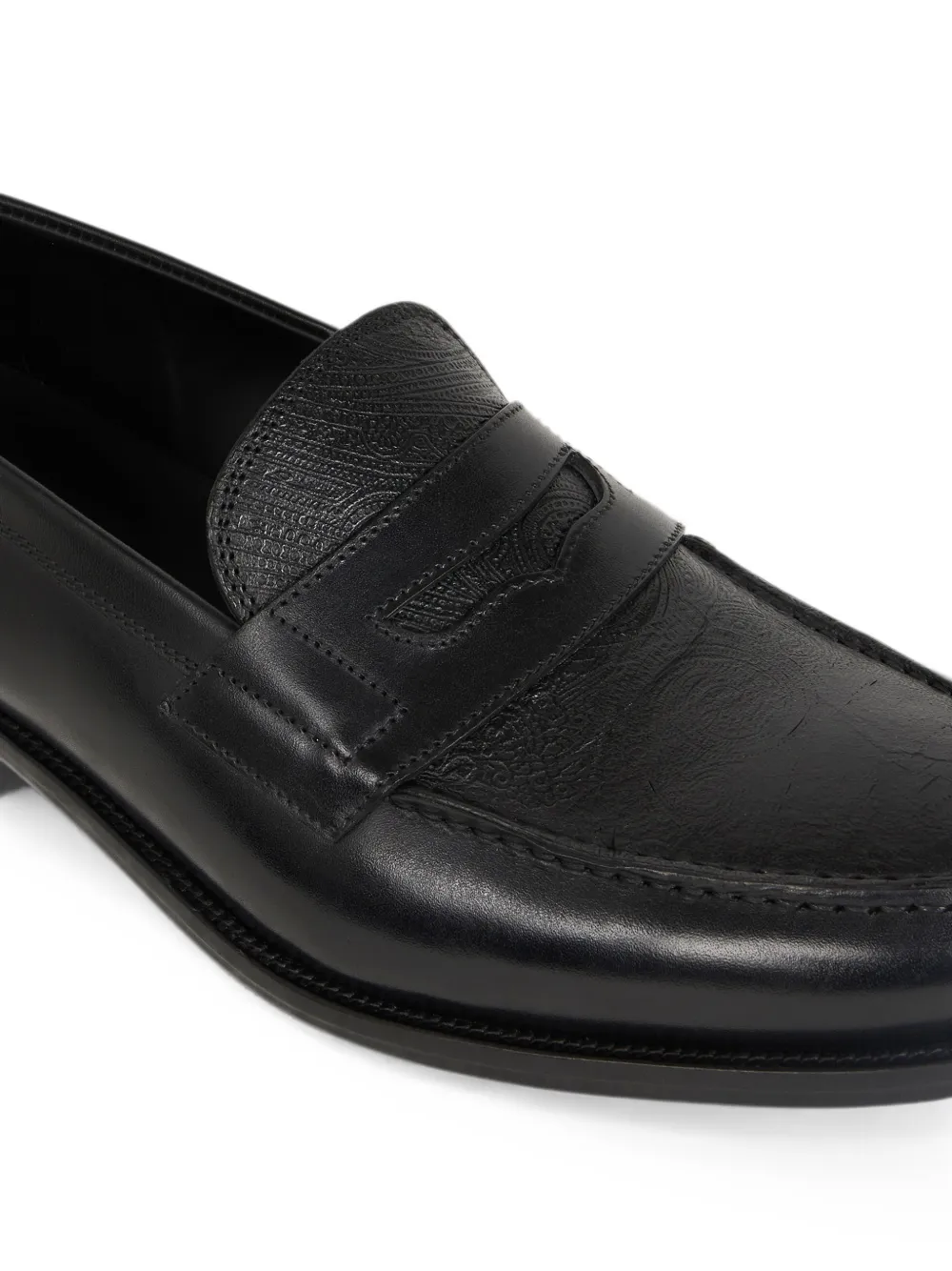 ETRO Leren loafers met Paisley-detail Zwart