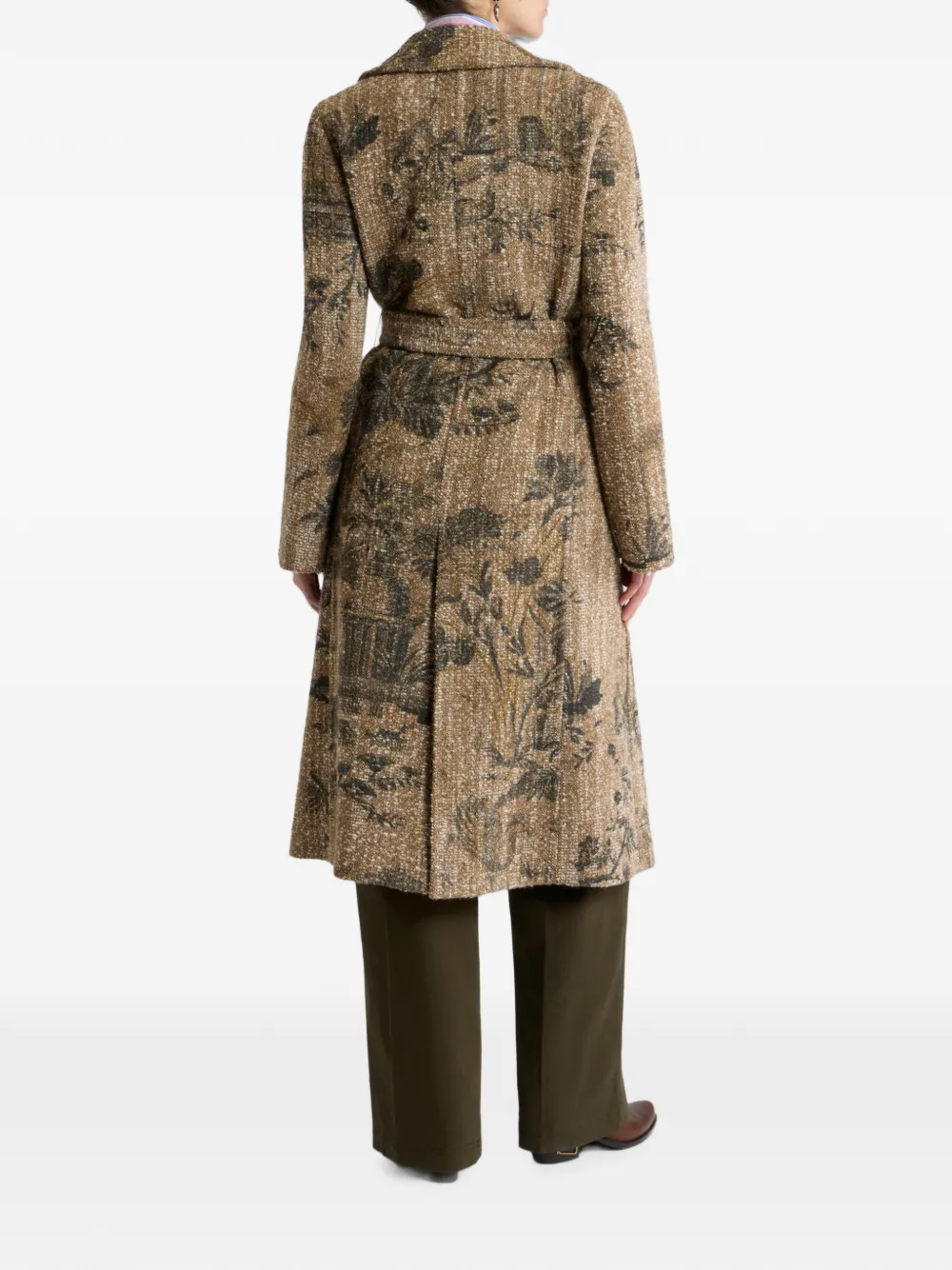 ETRO Bouclé wikkeljas met bloem en dier motief Beige