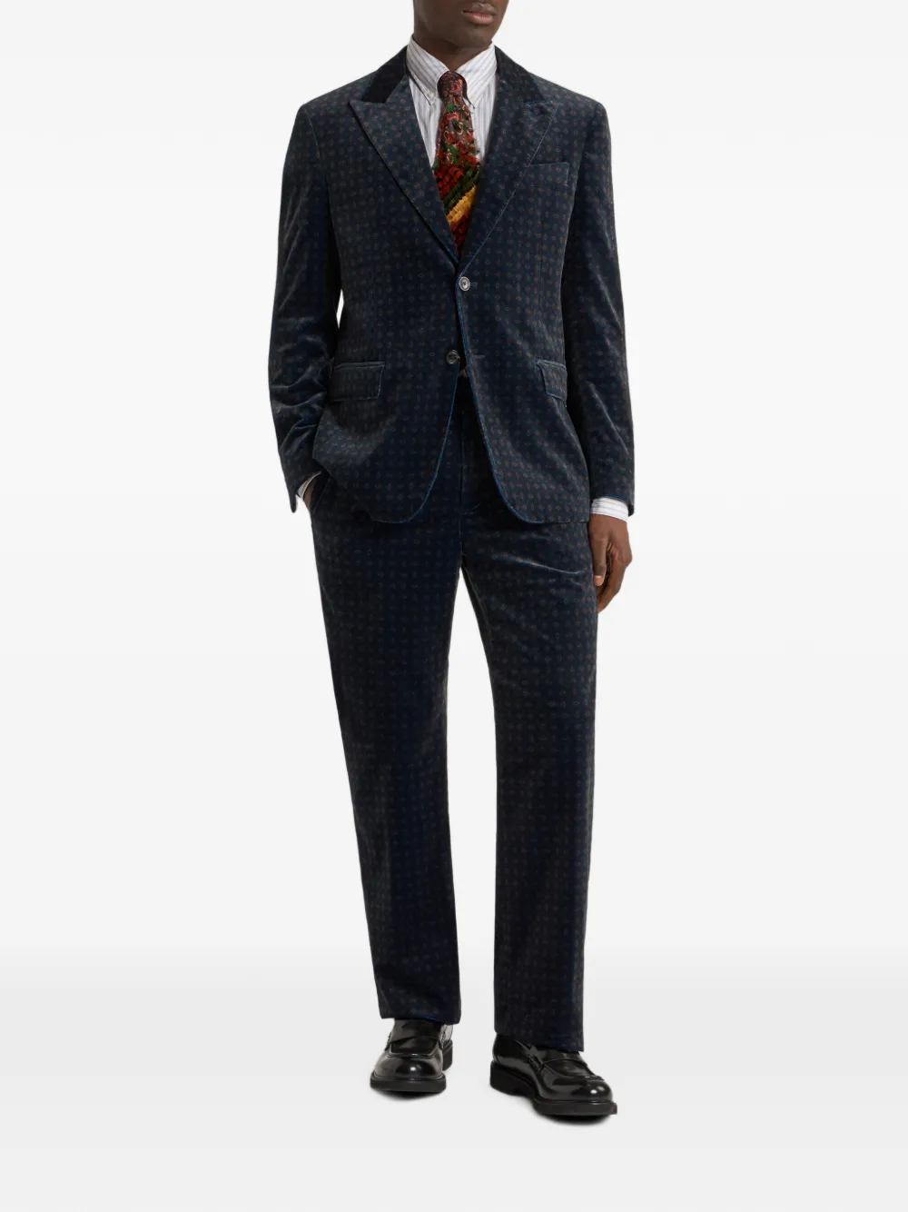 ETRO Straight-leg katoenen fluwelen broek met stropdas-motief Blauw
