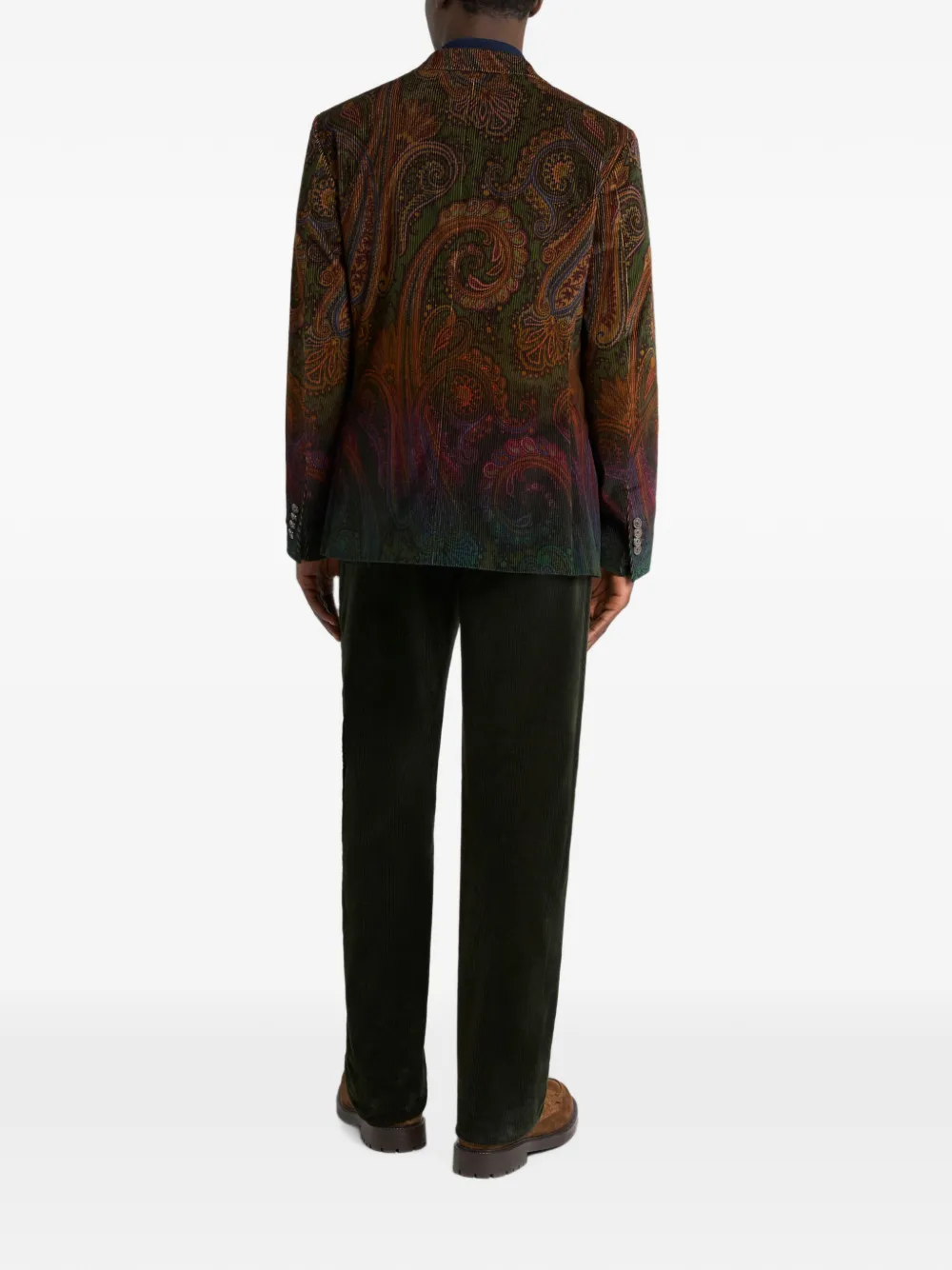 ETRO Katoenen ribfluwelen blazer met degradé Paisley print Groen