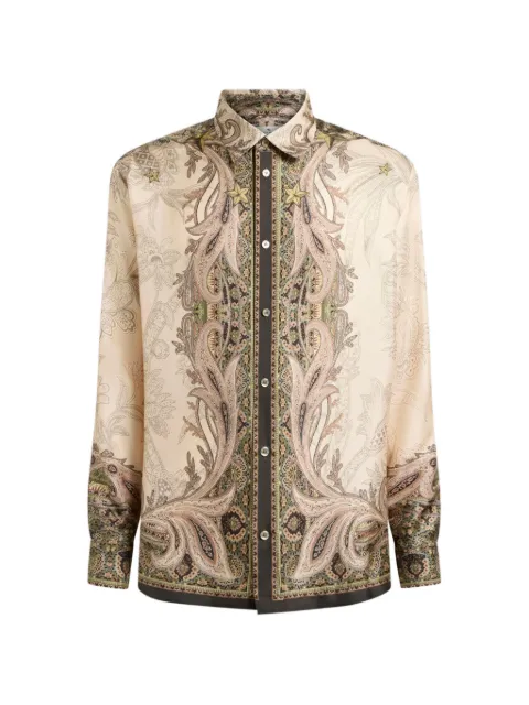 ETRO silk twill shirt with placed Pegaso-print 