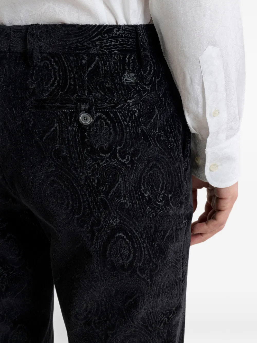 ETRO Katoenen fluwelen broek met Arnica-motief Zwart