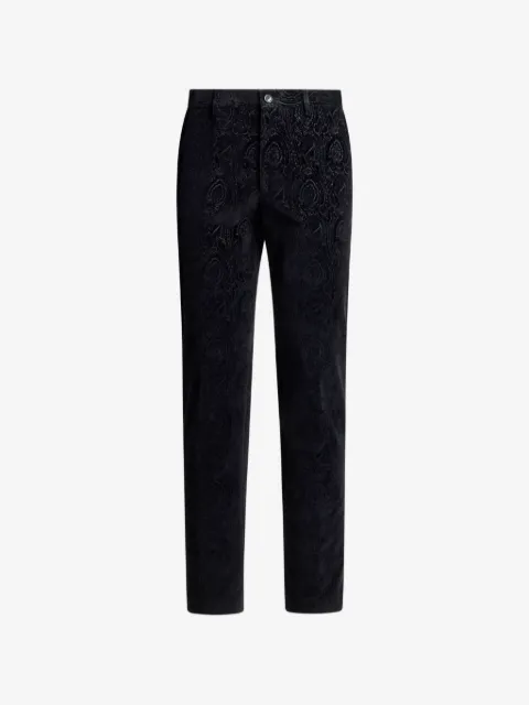 ETRO cotton velvet trousers with Arnica motif