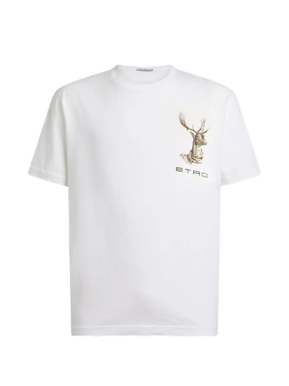 ETRO T-shirt in jersey di cotone con ricamo ETRO e stampa - Bianco