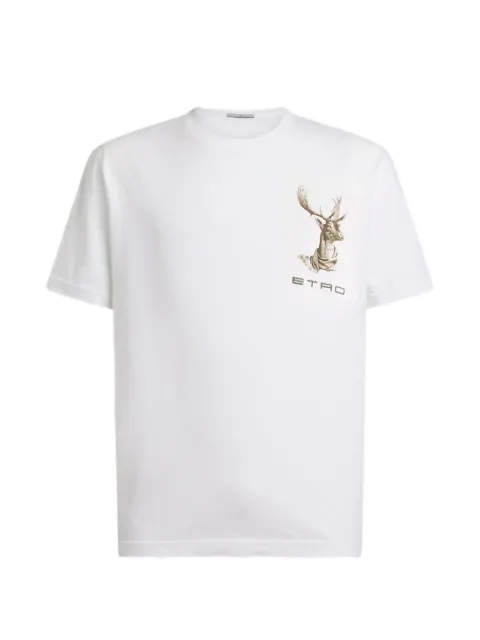 ETRO cotton-jersey T-shirt with ETRO-embroidery and moose-print