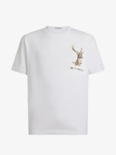 ETRO playera de jersey de algodón con bordado ETRO y estampado de alce