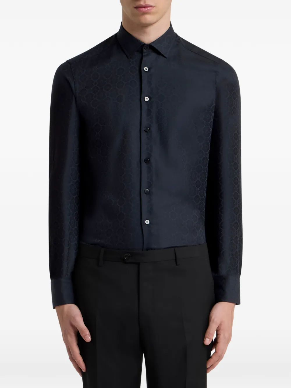 ETRO Overhemd met katoenen jacquard en medaillon-patroon Zwart