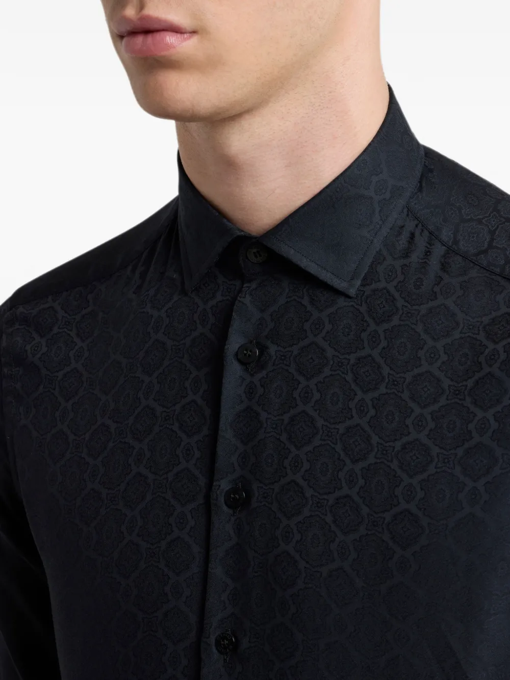 ETRO Overhemd met katoenen jacquard en medaillon-patroon Zwart