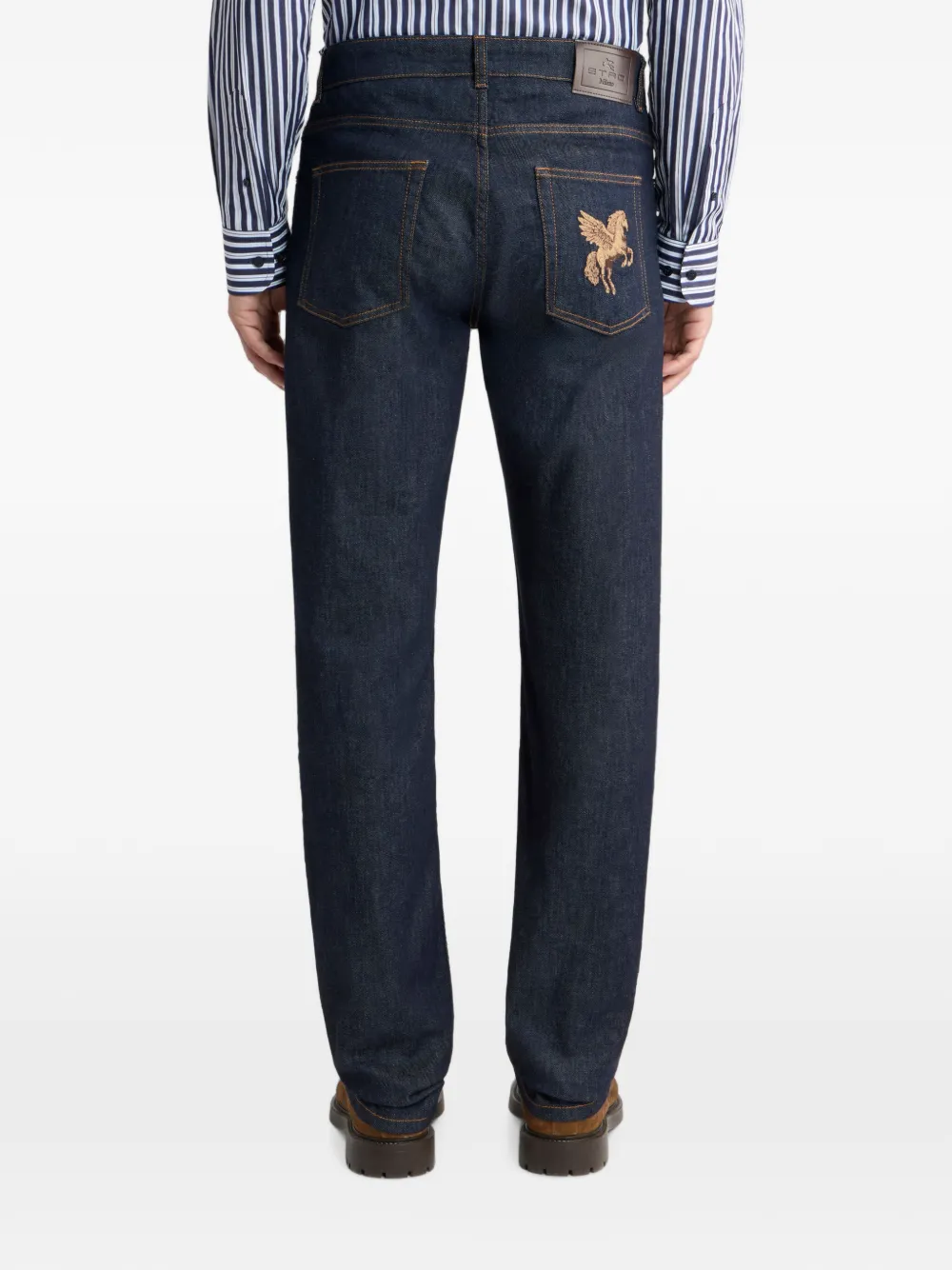 ETRO Denim jeans met Pegaso borduurwerk Blauw