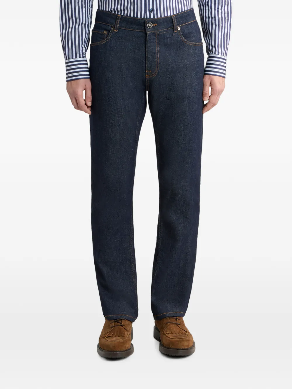 ETRO Denim jeans met Pegaso borduurwerk Blauw