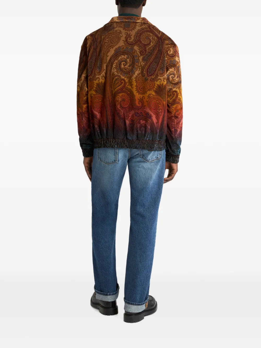 ETRO Katoenen ribfluwelen jack met degradé Paisley-print Bruin