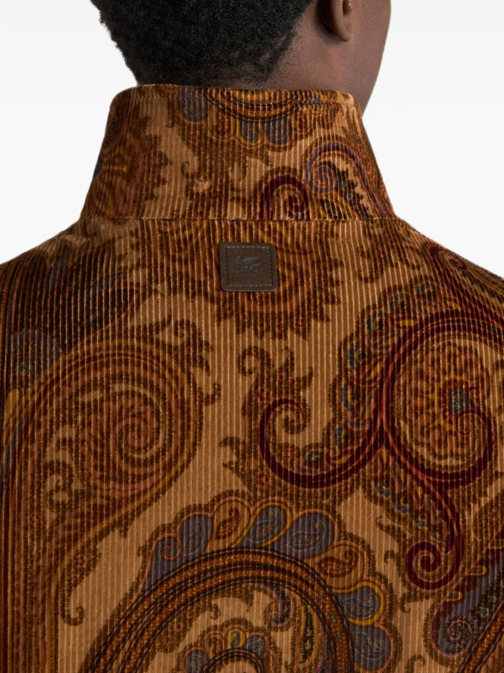 ETRO Katoenen ribfluwelen jack met degradé Paisley-print Bruin