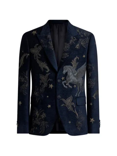 ETRO chenille jacquard single-breasted jacket with Pegaso motif