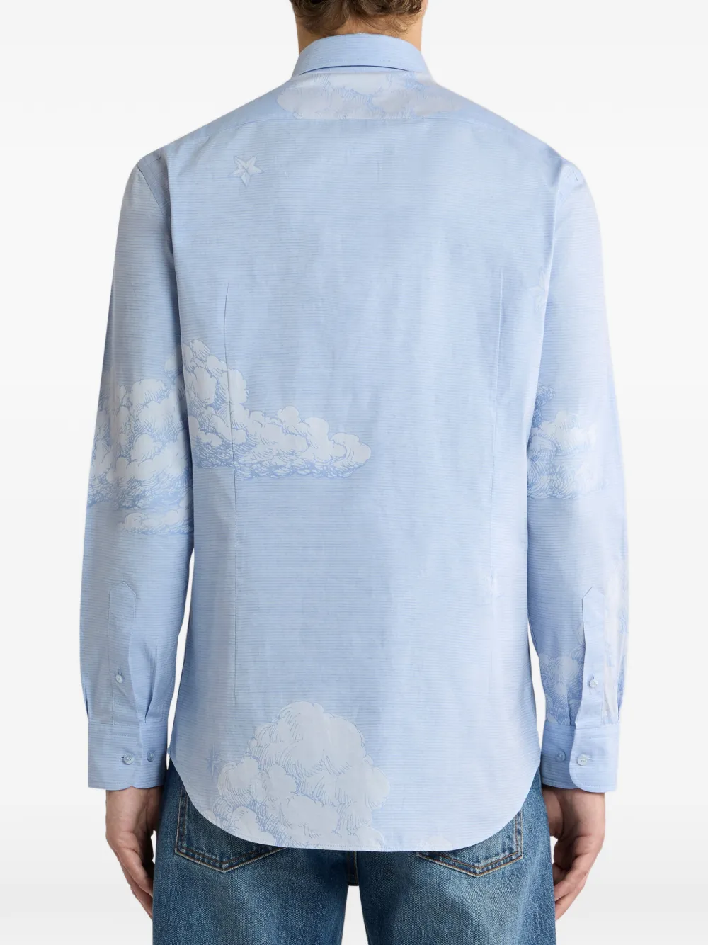 ETRO Katoenen overhemd met Pegaso-patroon Blauw