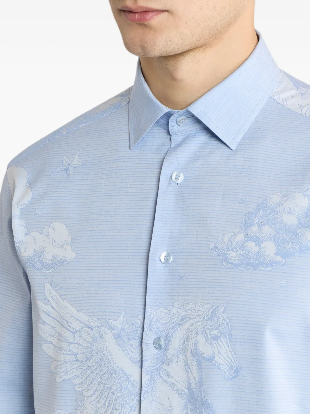 ETRO Katoenen overhemd met Pegaso-patroon Blauw