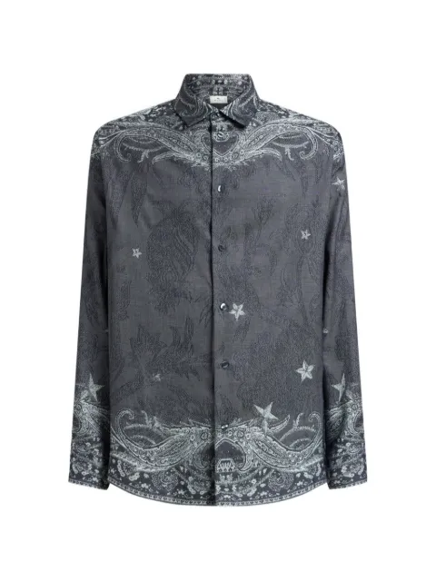 ETRO cotton and silk shirt with placed Pegaso motif