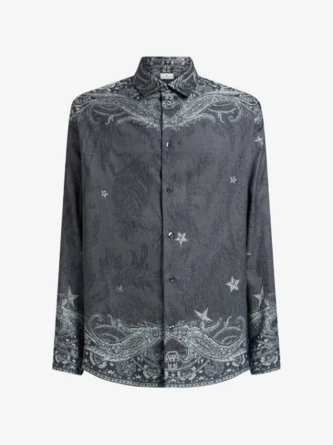 ETRO cotton and silk shirt with placed Pegaso motif