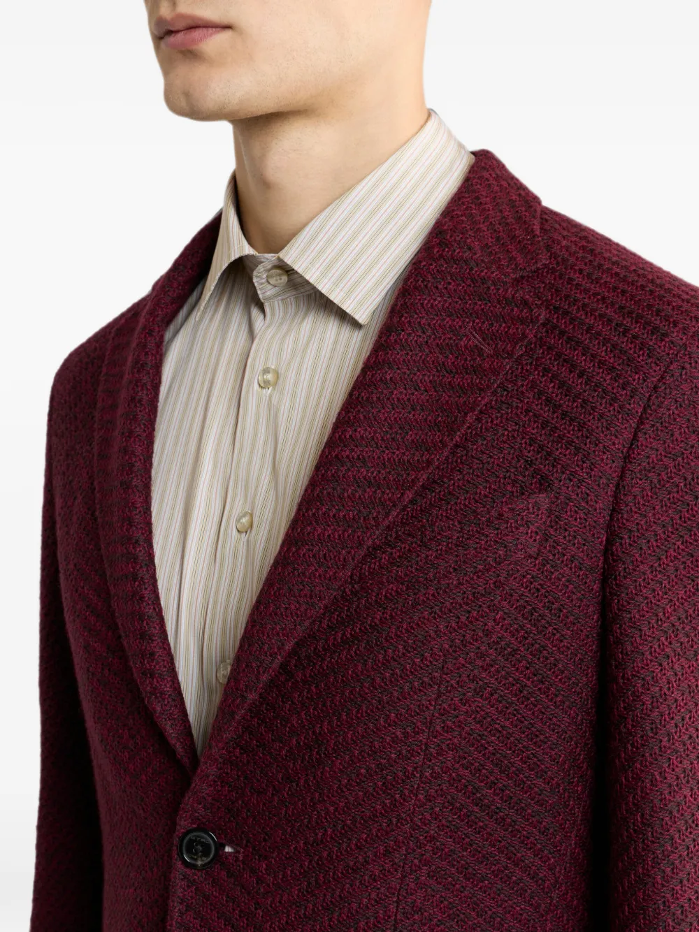 ETRO Colbert van wolblend met enkele rij knopen en mélange-effect Rood