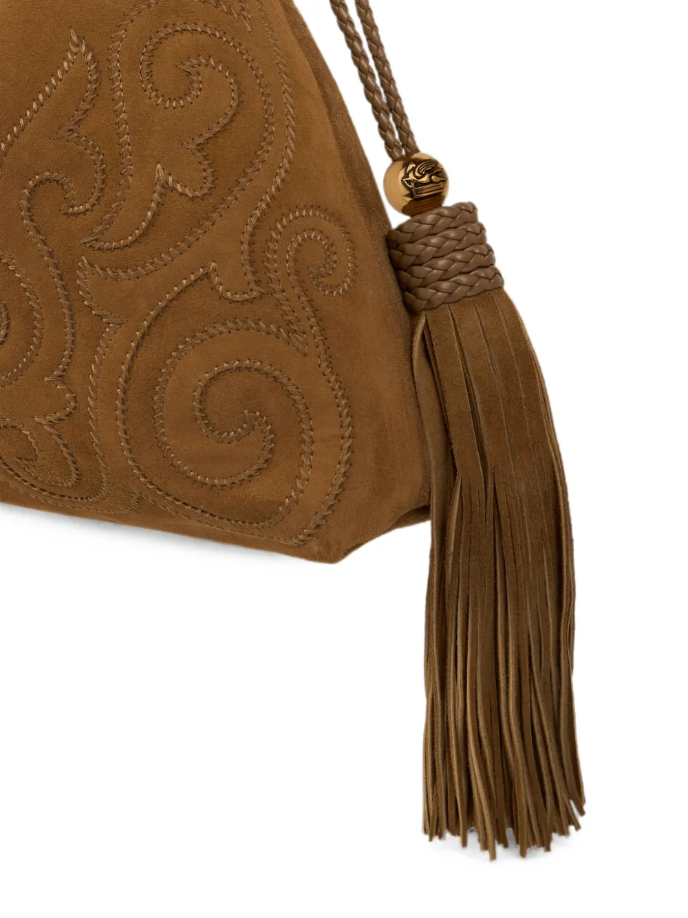 ETRO Medium Kalispera suède tas met patch en kwastjes Bruin