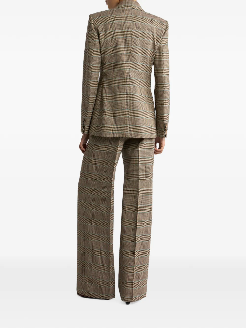 ETRO Stretch-wollen blazer met dubbele rij knopen en Prince of Wales-motief Beige