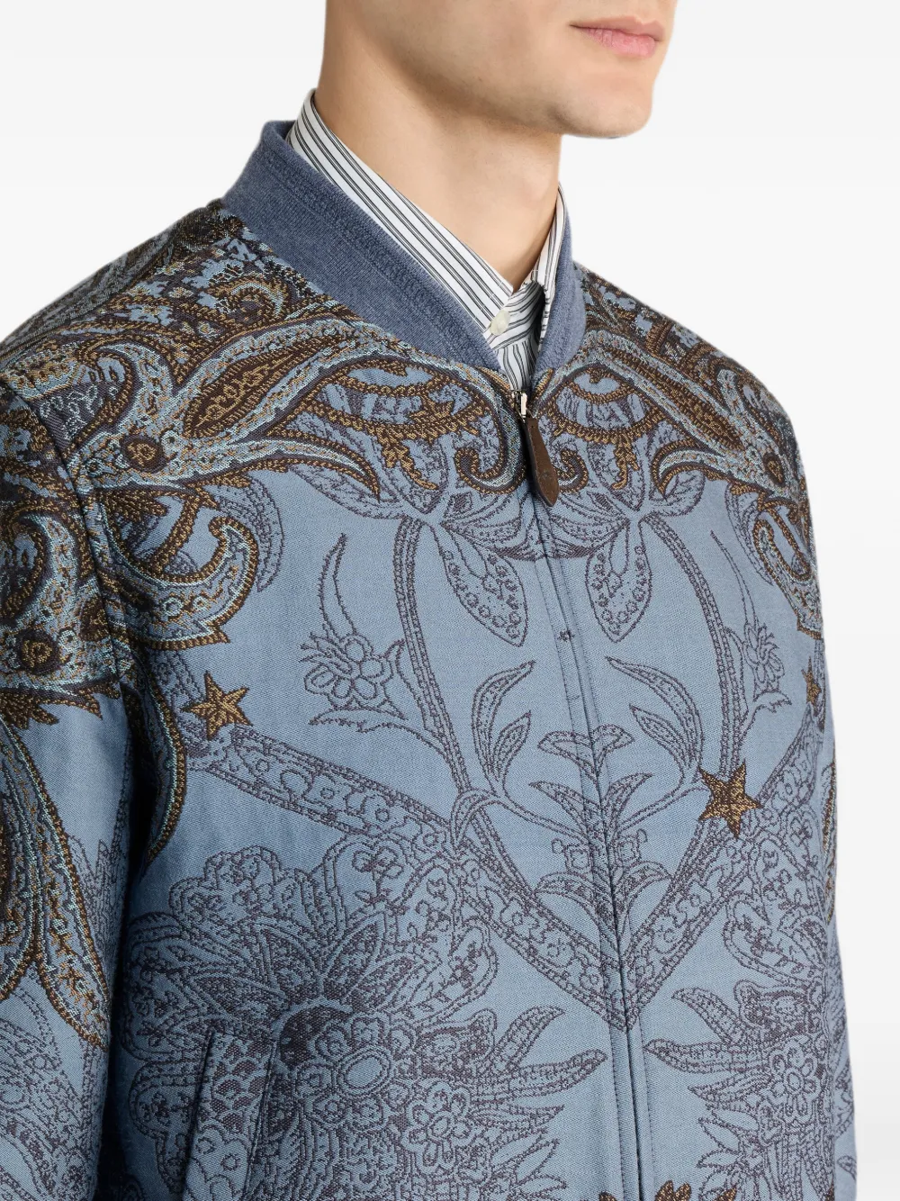 ETRO Pegaso jacquard bomberjack Blauw