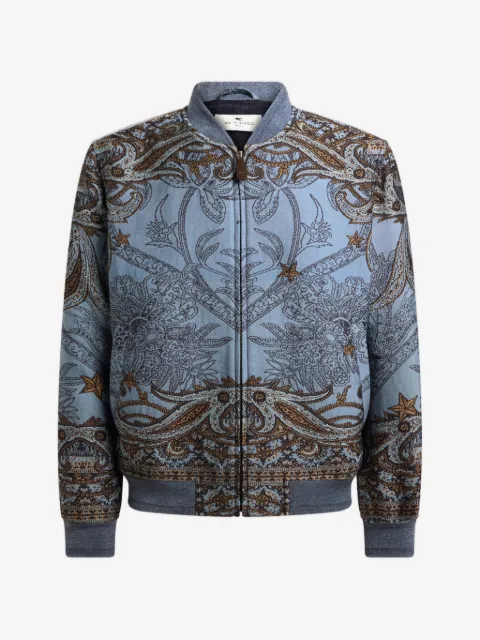 ETRO wool-blend jacquard bomber jacket with placed Pegaso motif