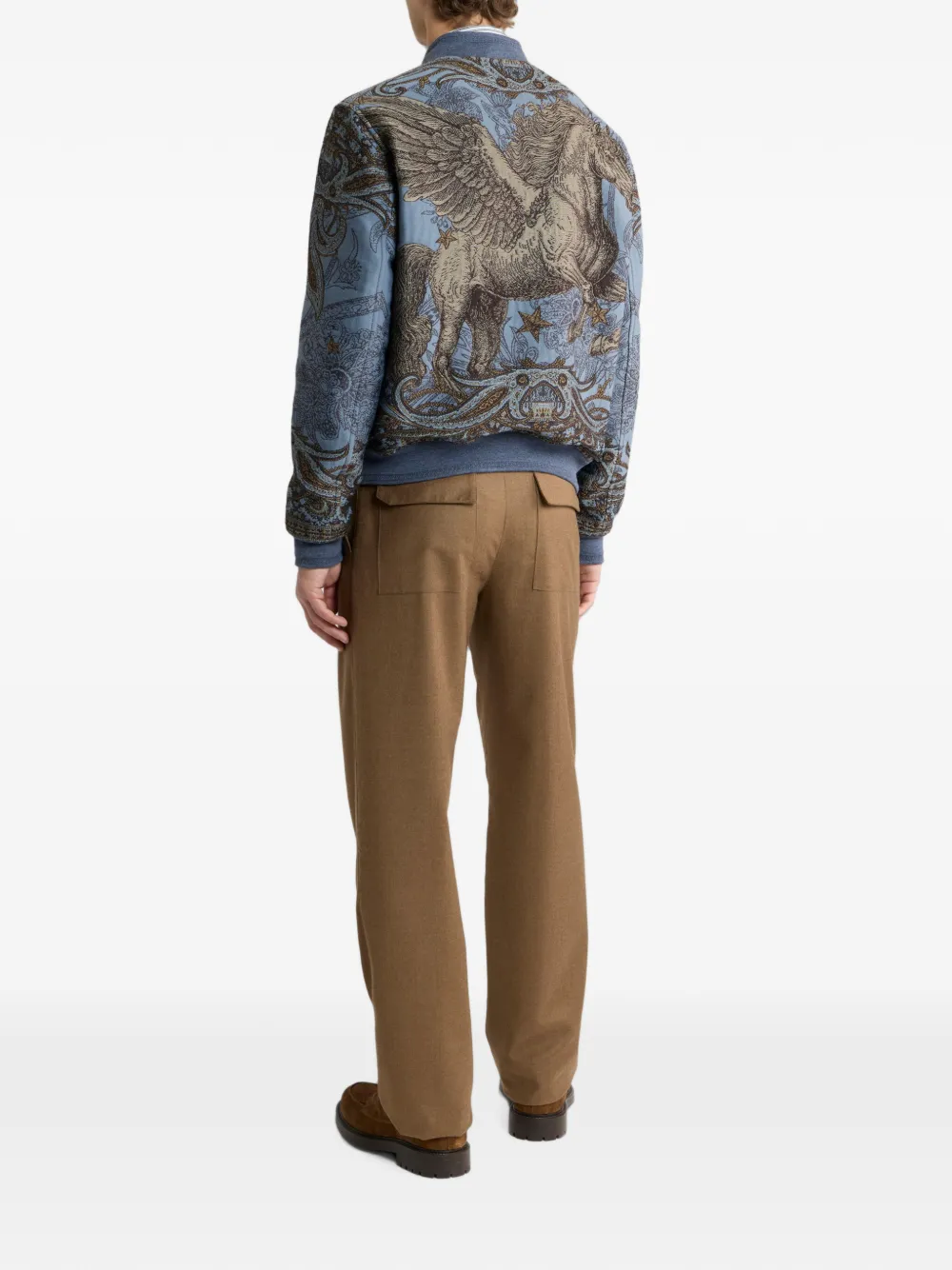 ETRO Pegaso jacquard bomberjack Blauw