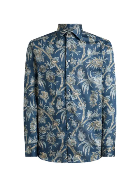 ETRO shirt in cotton satin with floral paisley motif 