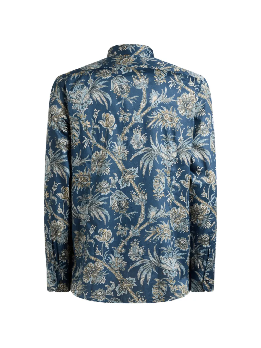 ETRO Overhemd van katoen-satijn met bloemig paisley-patroon Blauw
