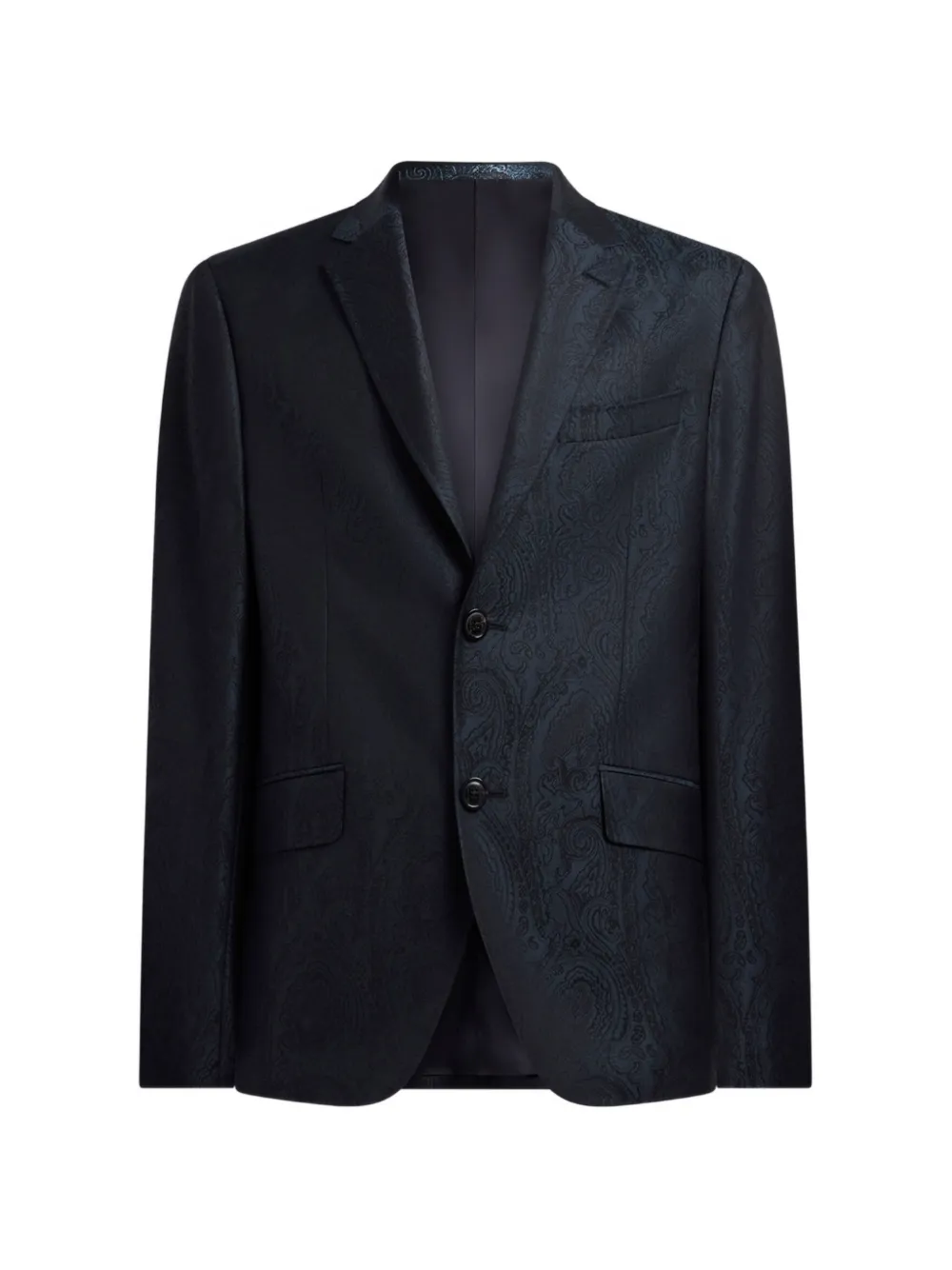 ETRO single-breasted wool jacquard jacket with Arnica motif - Blue