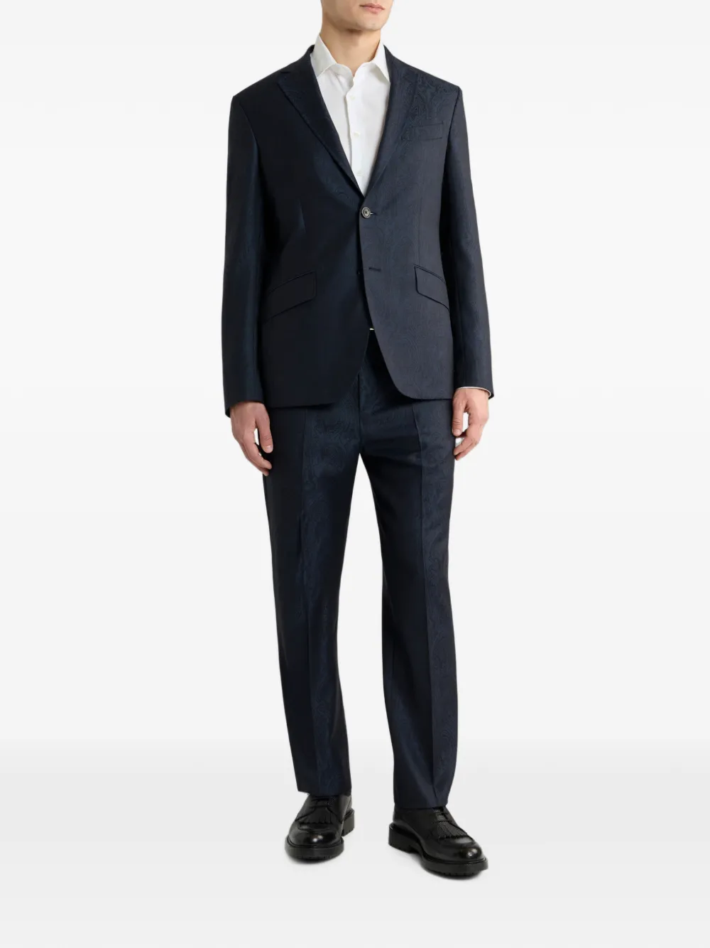 ETRO Geruit wollen jacquard colbert met enkele rij knopen Blauw