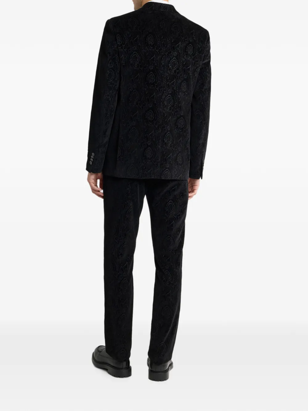 ETRO Fluweel-katoenen blazer met enkele rij knopen en Arnica-patroon Zwart