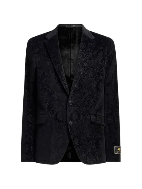 ETRO single-breasted jacket in cotton velvet with Arnica motif