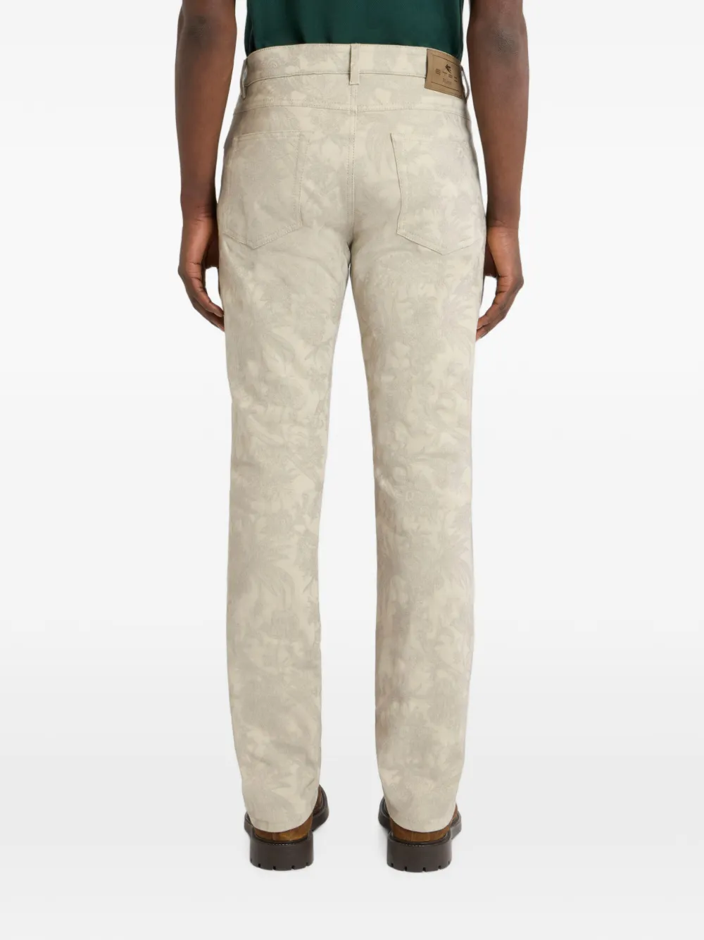 ETRO Katoenen gabardine jacquard broek met bloemenmotief Beige
