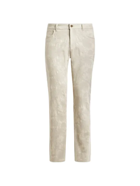 ETRO cotton gabardine jacquard trousers with floral motif