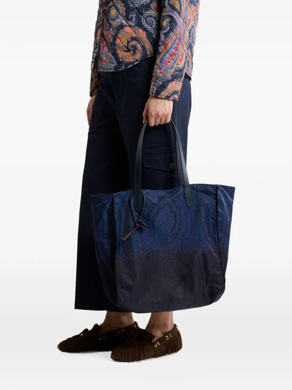 ETRO Unfold Me nylon shopper met degradé Arnica-motief Blauw