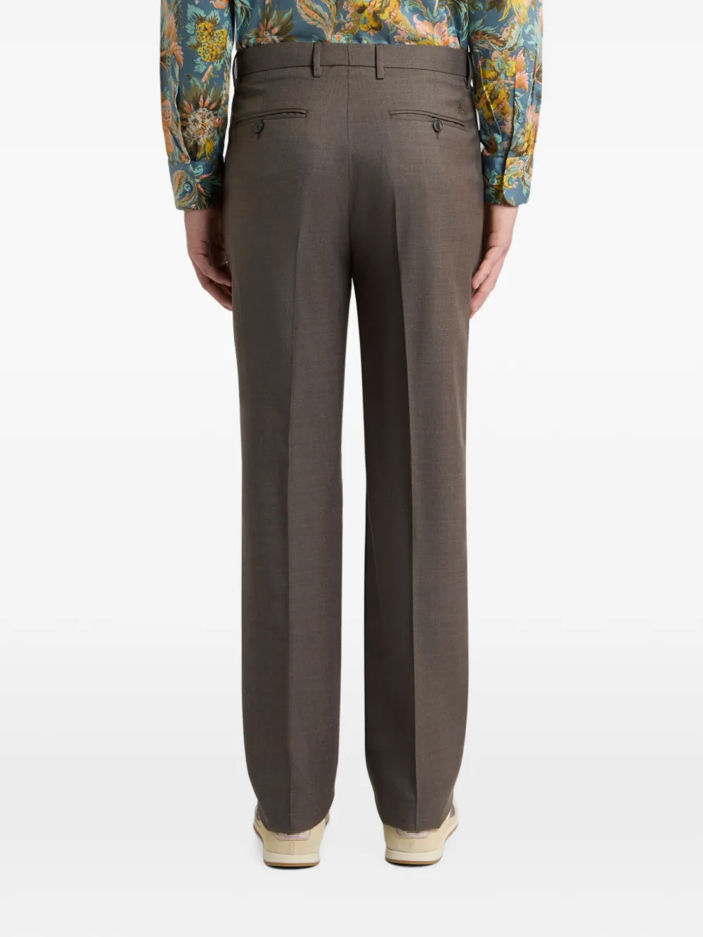 ETRO Flanellen broek van wolblend met kreukdetail Bruin