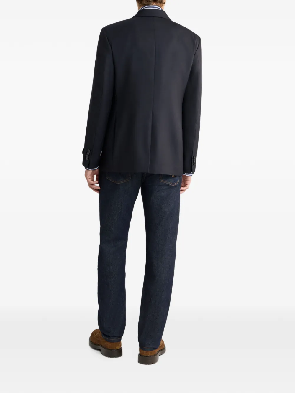 ETRO Flanellen en wolblend colbert met enkele rij knopen Blauw
