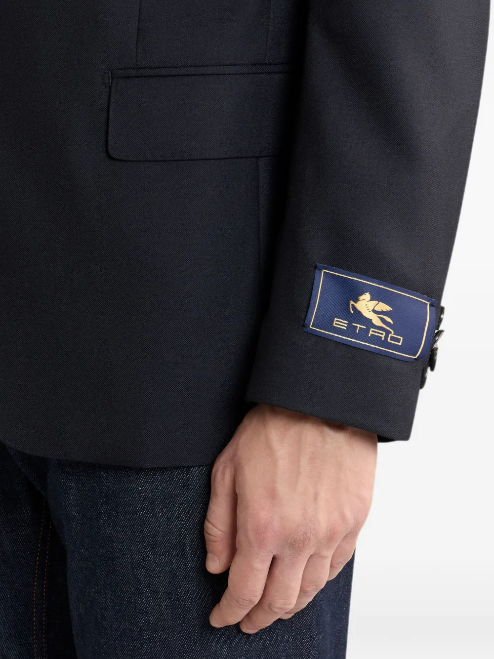 ETRO Flanellen en wolblend colbert met enkele rij knopen Blauw