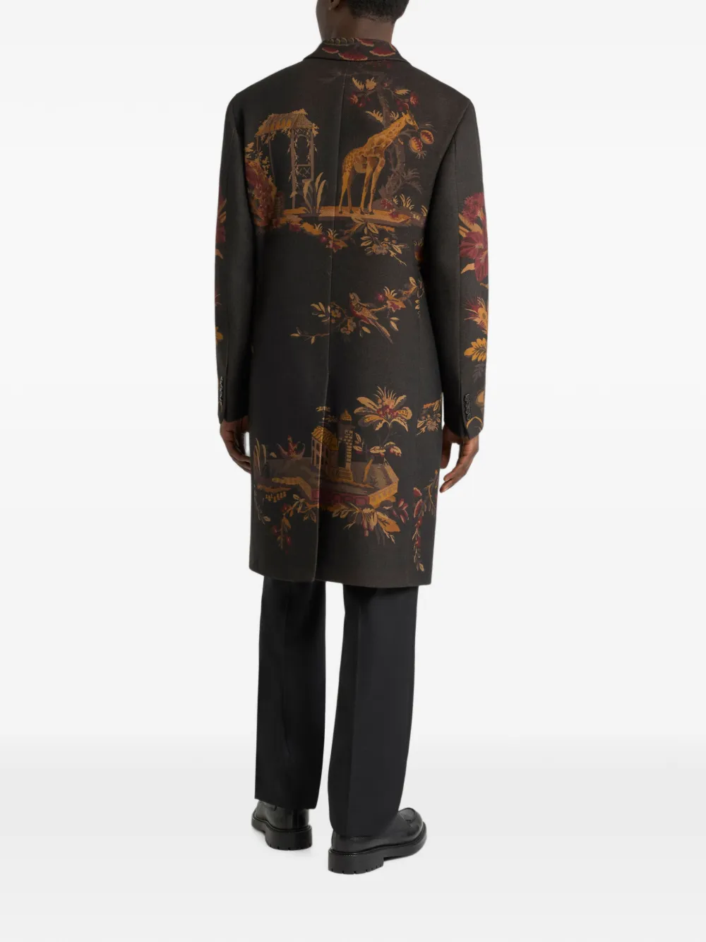 ETRO Jas van wolblend met bloemen- en dieren-print Bruin