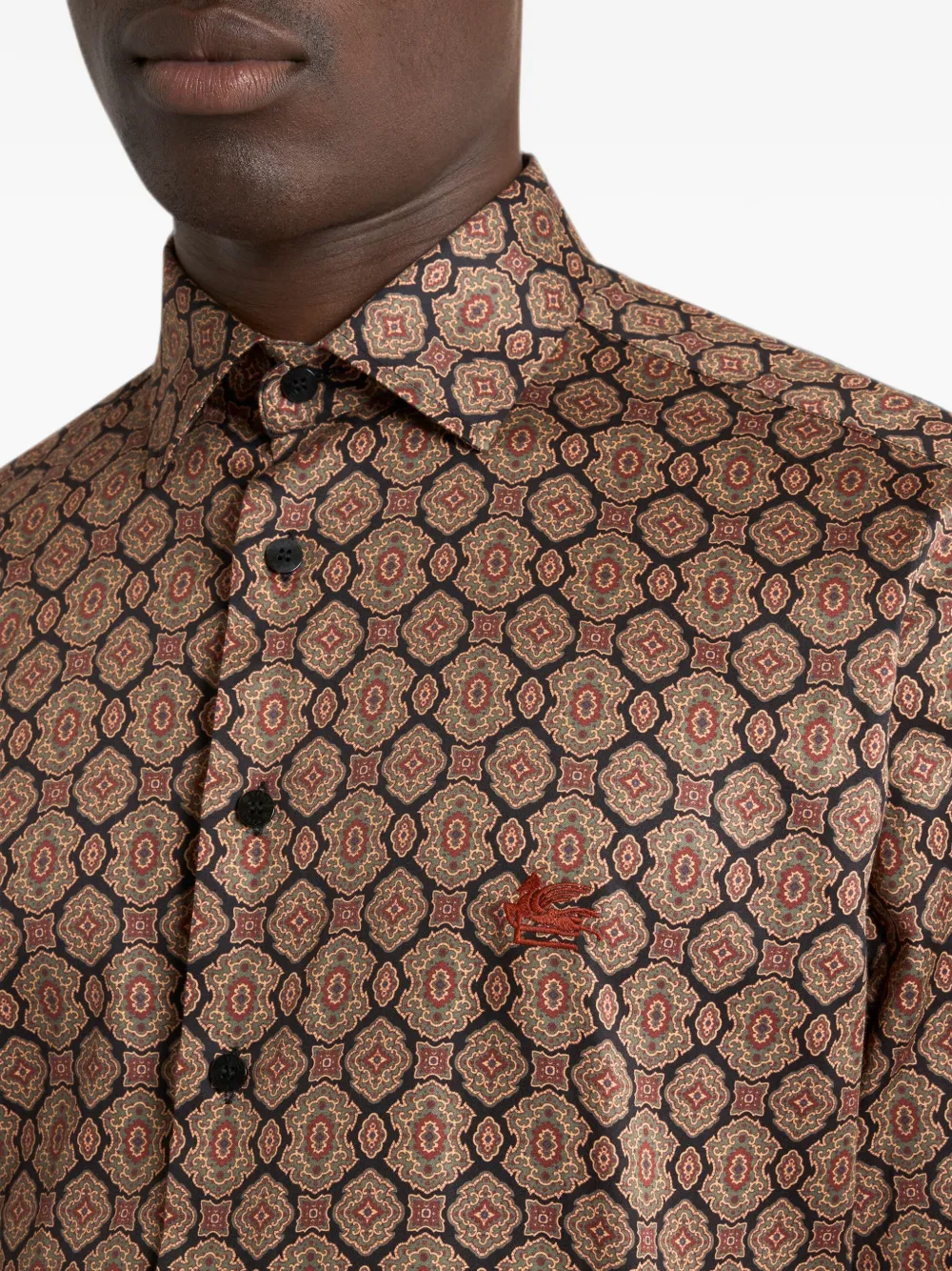 ETRO Katoenen satijnen overhemd met medaillon motief Zwart