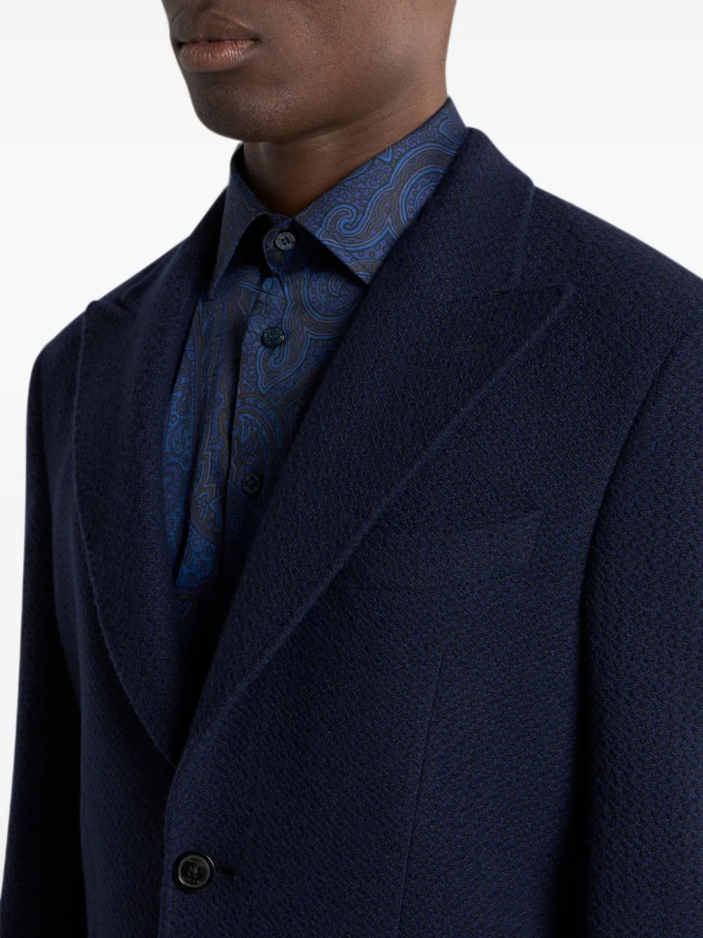 ETRO Kasjmier en wollen colbert Blauw
