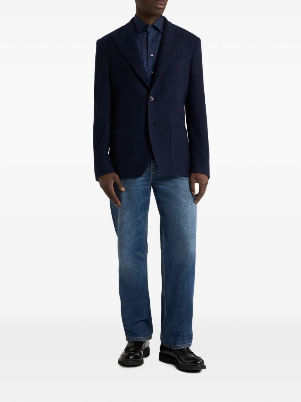 ETRO Kasjmier en wollen colbert Blauw