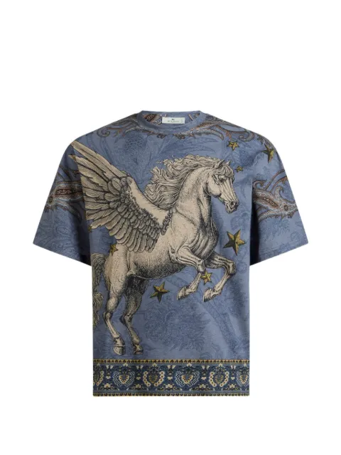 ETRO cotton-jersey T-shirt with placed Pegaso-print