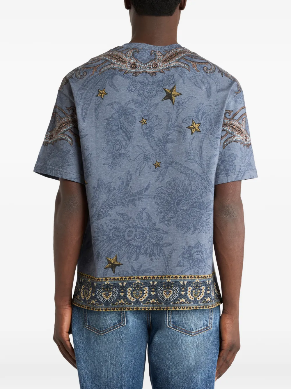 ETRO Katoenen jersey T-shirt met geplaatste Pegaso-print Blauw