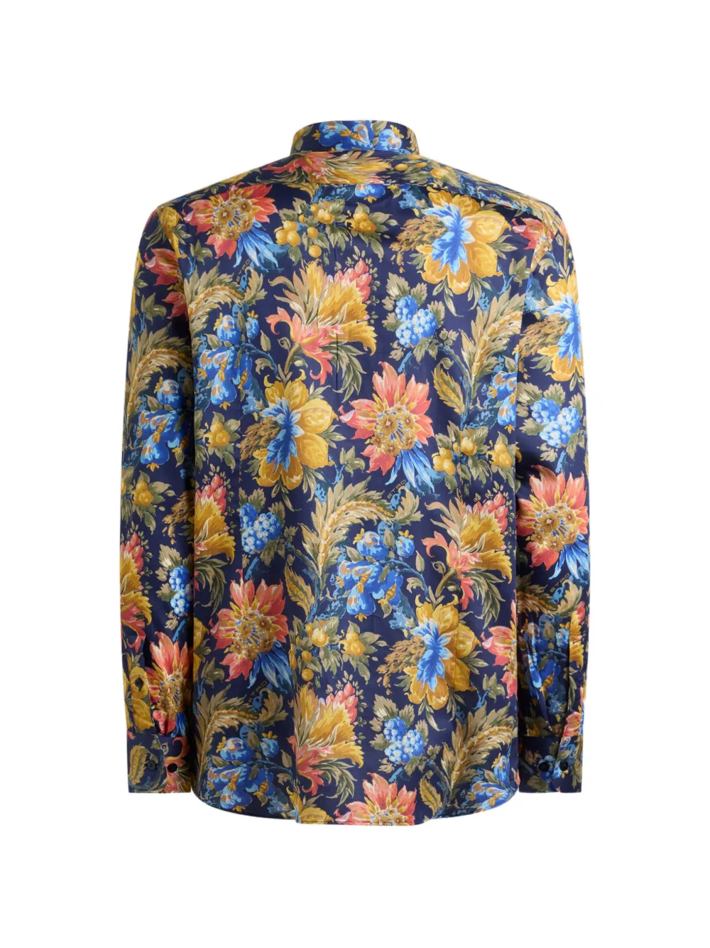 ETRO Katoenen satijnen overhemd met bloemenmotief Blauw