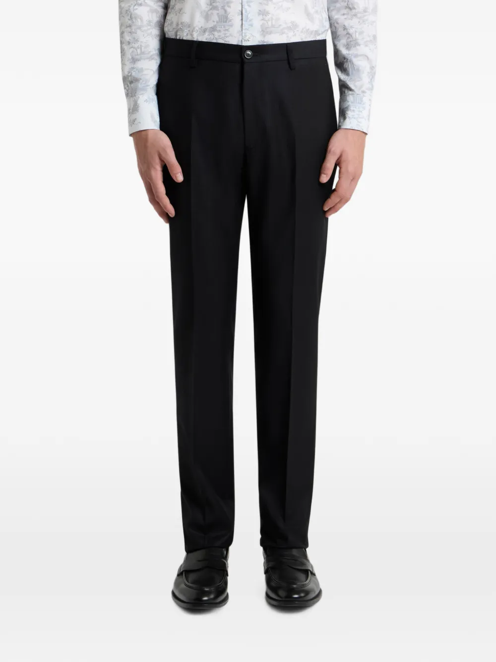 ETRO Wollen flanellen broek met kreukdetail Zwart
